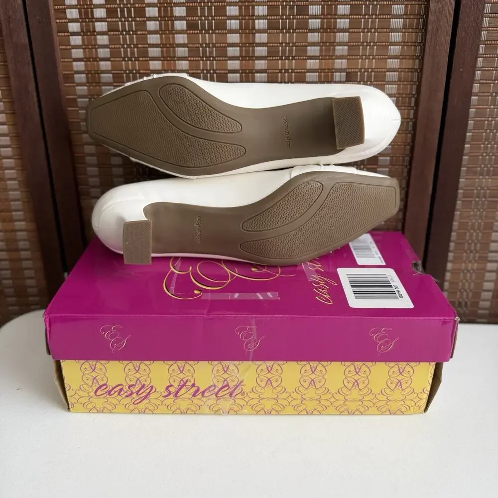 Easy Street Women's Waive Pumps White Dress Shoes Size 10 W (Wide)